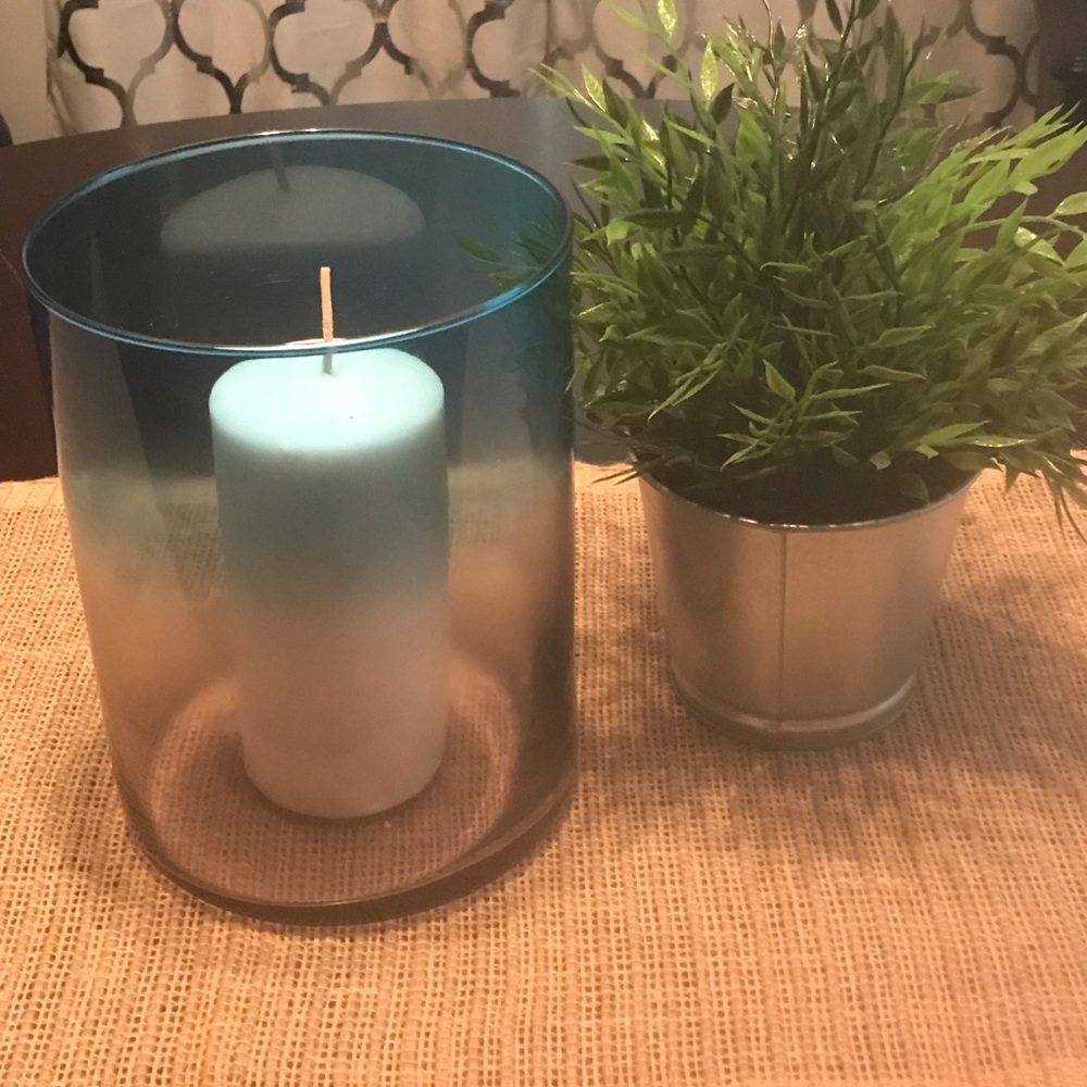 Blue & clear ombré candle holder/Vase